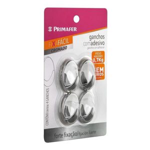 Gancho Pared Cocina Cromado 0.7kg Doble Cara 4 Piezas